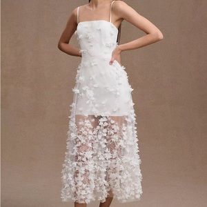 Helsi Audrey Square-Neck Floral Applique Sheer Midi Dress